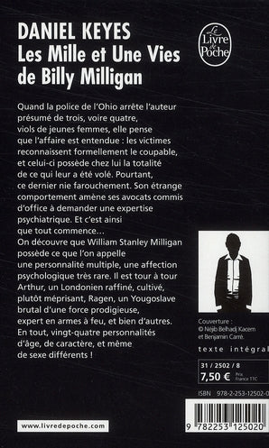 Back cover of Les mille et une vie de Billy Milligan