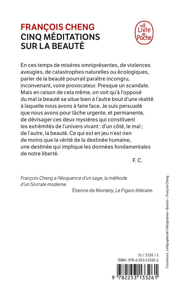 Back cover of Cinq méditations sur la beauté