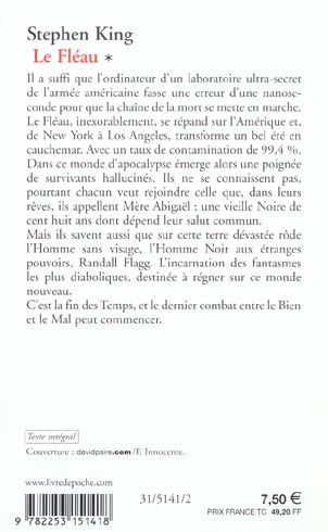 Back cover of Le fléau Tome 1
