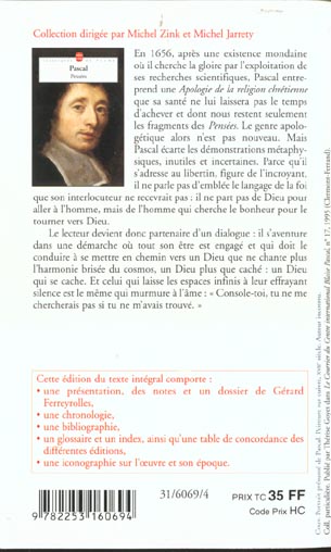 Back cover of Pensées