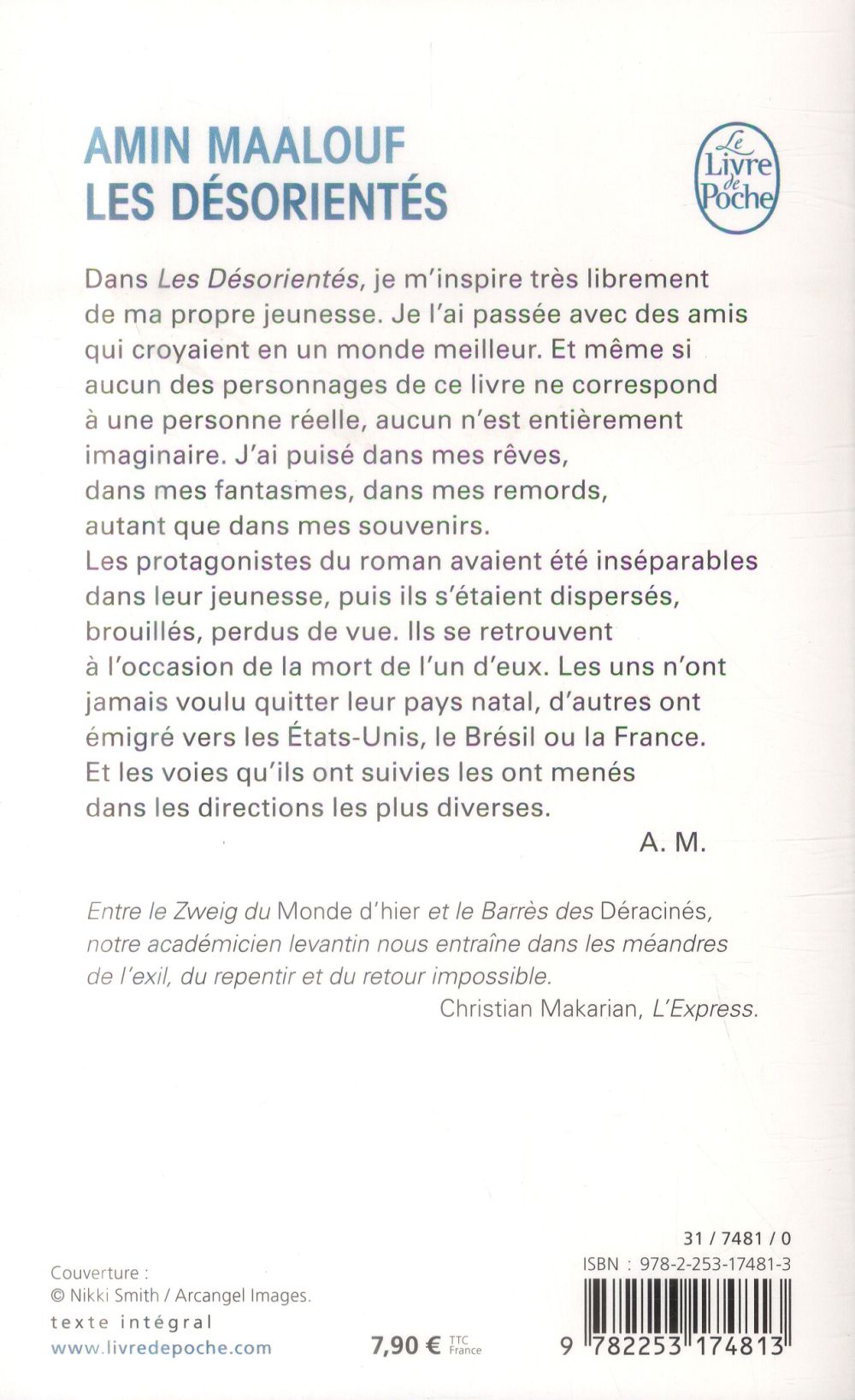 Back cover of Les désorientés