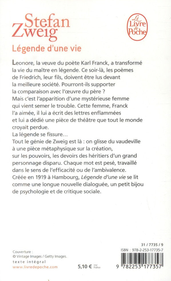 Back cover of Légende d'une vie