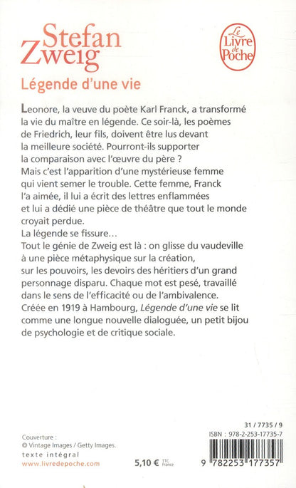 Back cover of Légende d'une vie