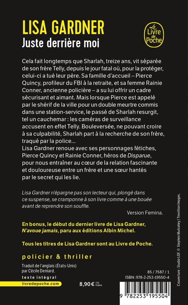 Back cover of Juste derrière moi