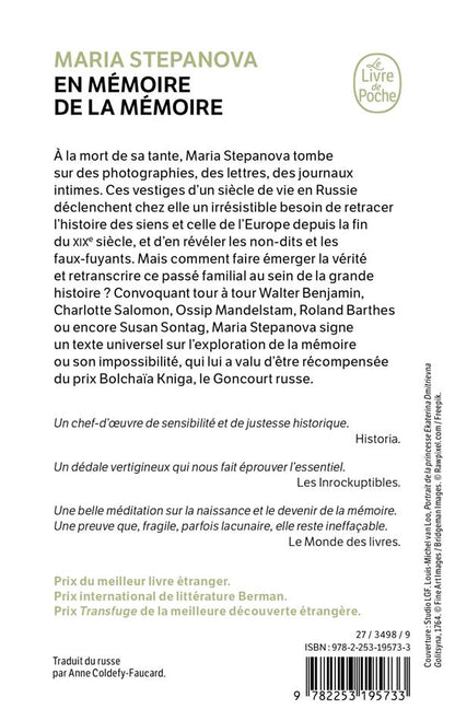 Back cover of En mémoire de la mémoire