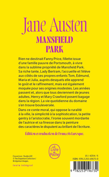 Back cover of Mansfield Park