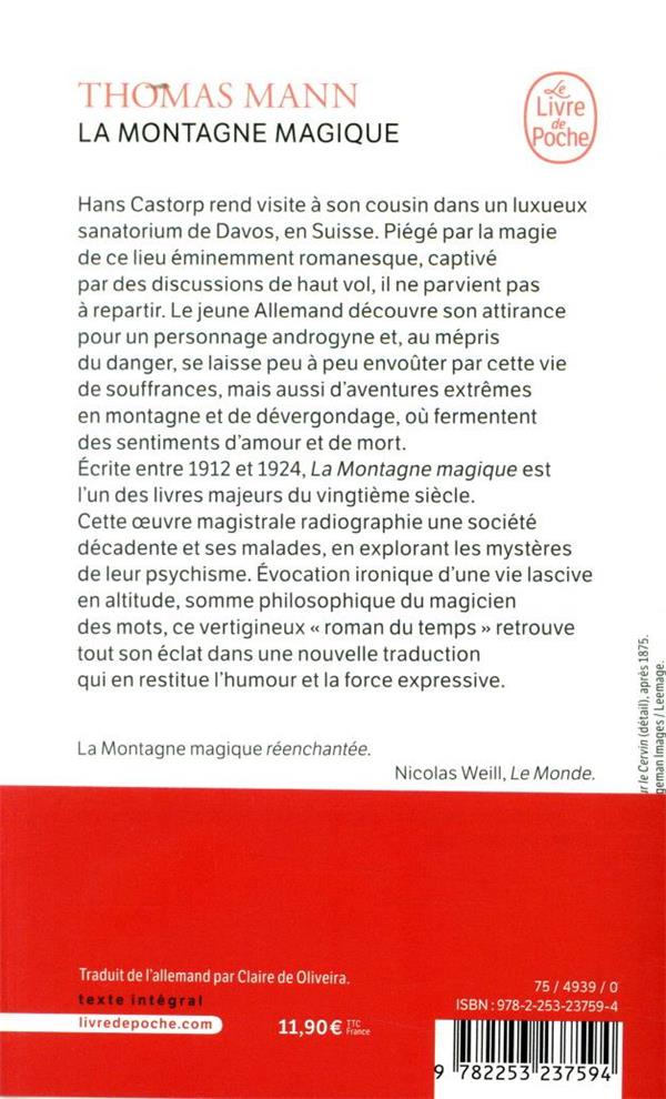 Back cover of La montagne magique