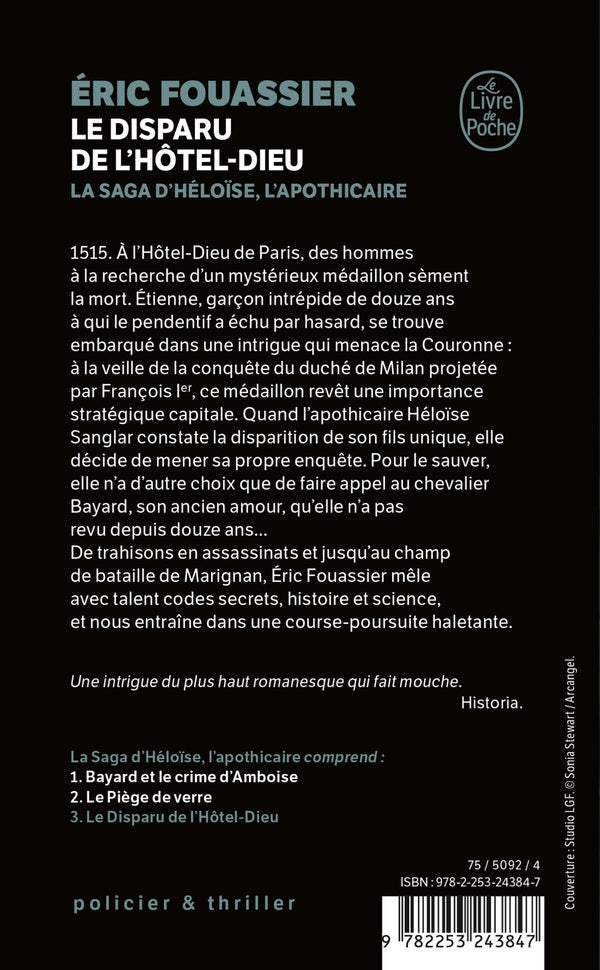 Back cover of Le disparu de l'Hôtel-Dieu