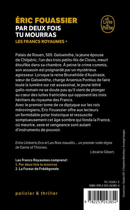 Back cover of Les francs royaumes Tome 1 : Par deux fois tu mourras