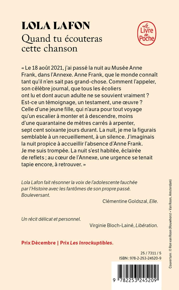 Back cover of Quand tu écouteras cette chanson