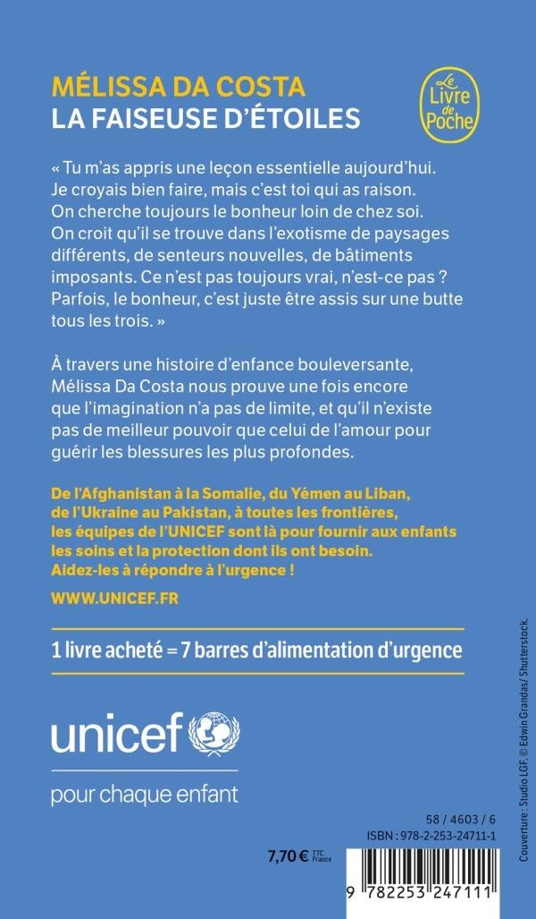 Back cover of La faiseuse d'étoiles                     (UNICEF)