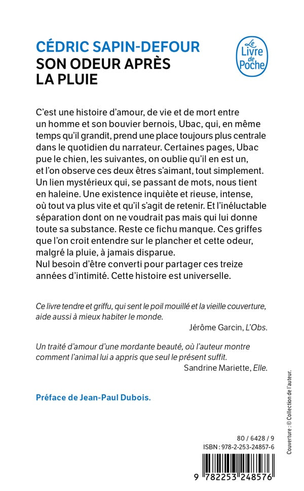 Back cover of Son odeur après la pluie                     (Préface de Jean-Paul Dubois)