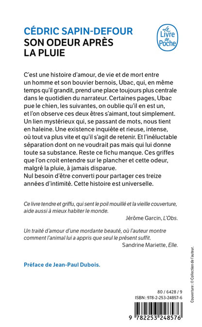Back cover of Son odeur après la pluie                     (Préface de Jean-Paul Dubois)