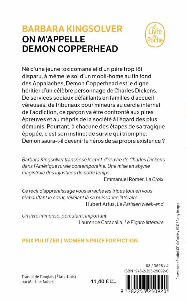 Back cover of On m'appelle Demon Copperhead