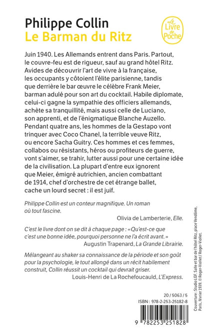 Back cover of Le Barman du Ritz