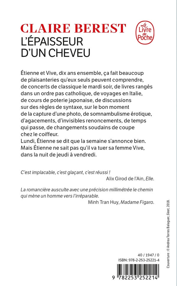Back cover of L'épaisseur d'un cheveu