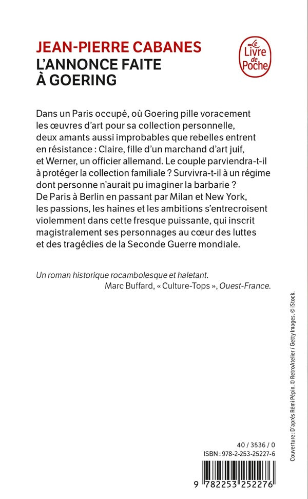 Back cover of L'annonce faite à Goering