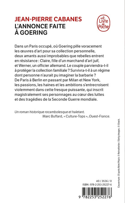Back cover of L'annonce faite à Goering