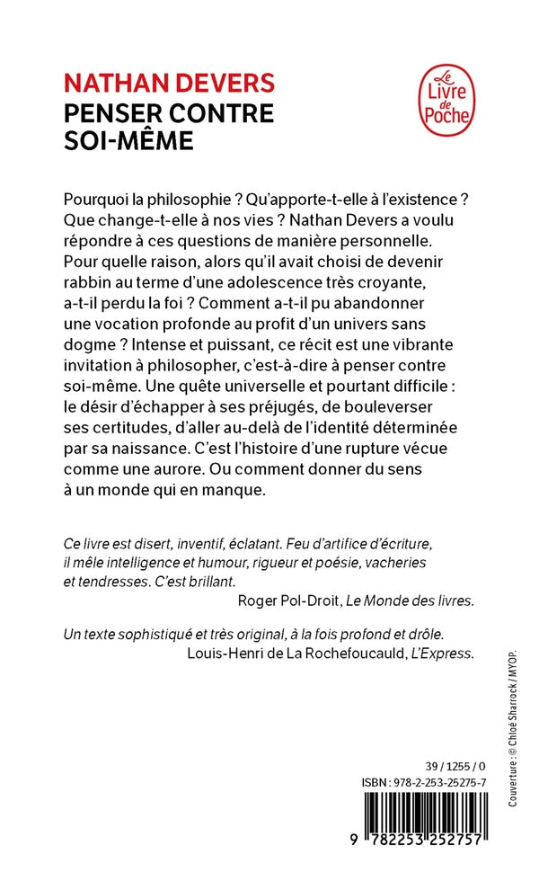 Back cover of Penser contre soi-même