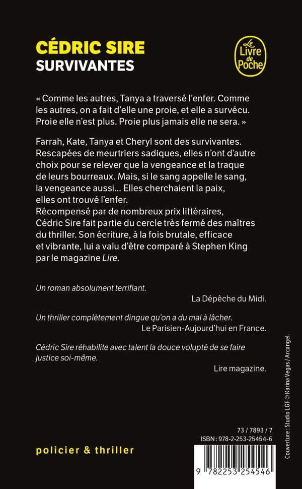 Back cover of Survivantes