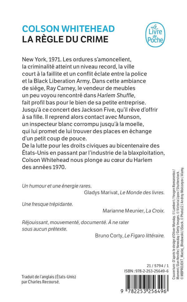 Back cover of La Règle du crime