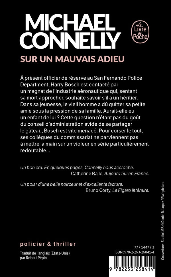 Back cover of Sur un mauvais adieu