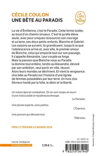 Back cover of Une bête au paradis
