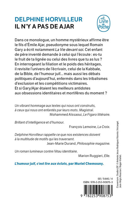Back cover of Il n'y a pas de Ajar : Monologue contre l'identité