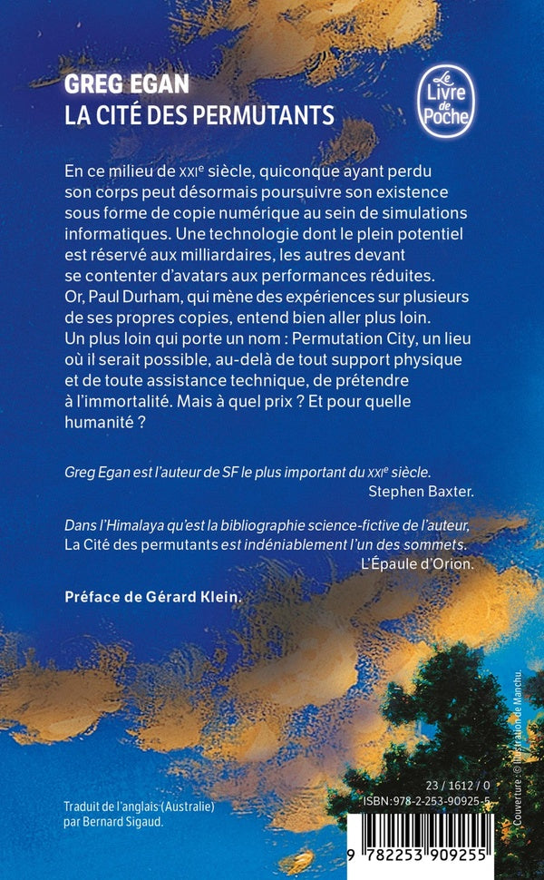Back cover of La Cité des permutants                     (Préface de Gérard Klein)