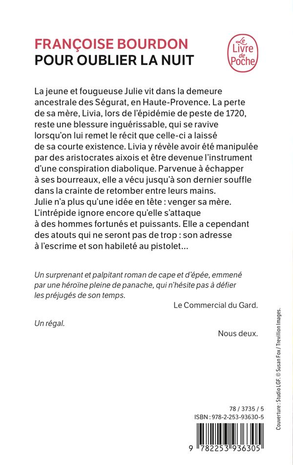 Back cover of Pour oublier la nuit