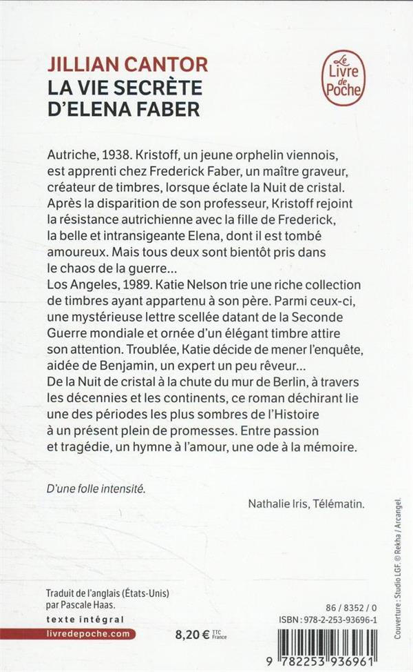 Back cover of La vie secrète d'Elena Faber