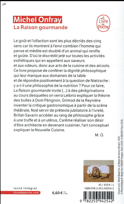 Back cover of La raison gourmande