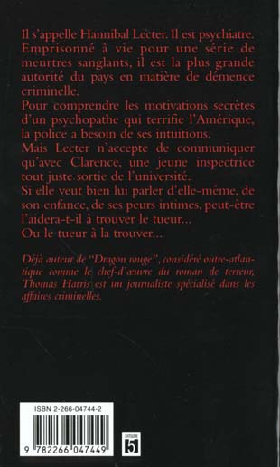 Back cover of Le silence des agneaux