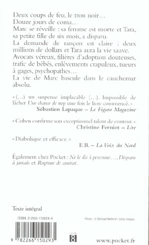 Back cover of Une chance de trop