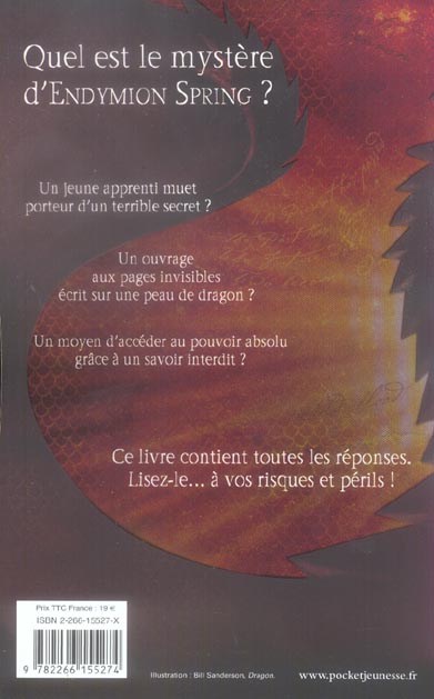 Back cover of Le secret d'endymion spring
