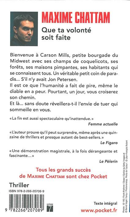 Back cover of Que ta volonté soit faite