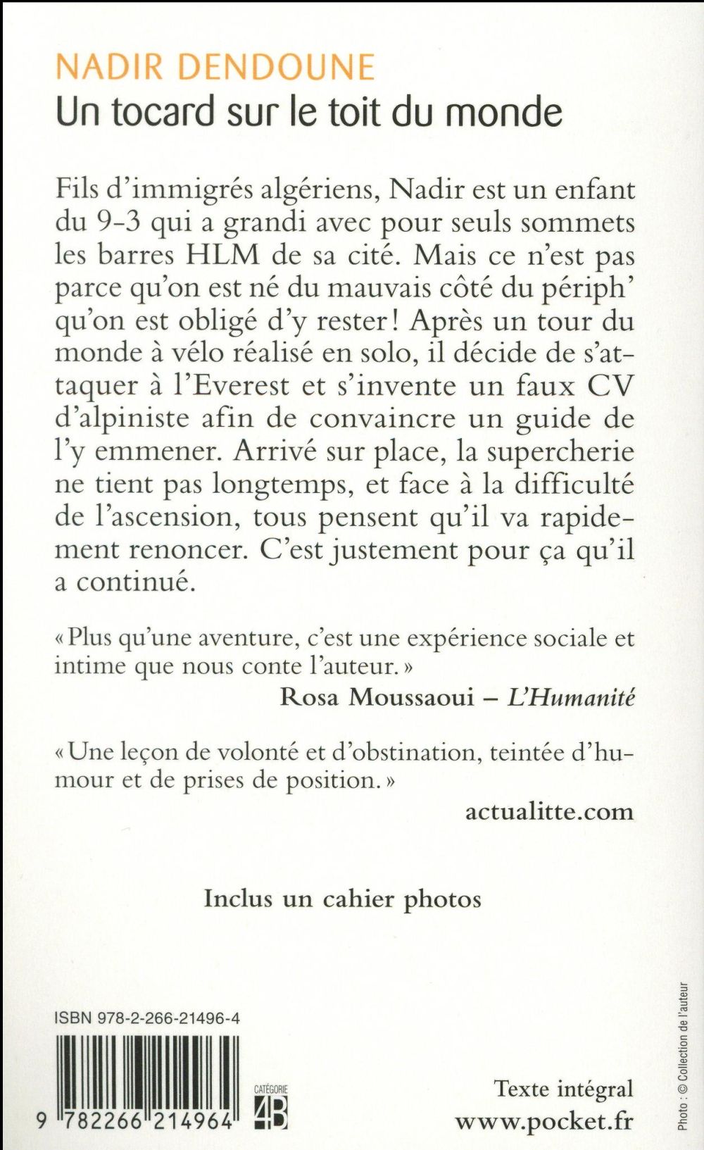 Back cover of Un tocard sur le toit du monde