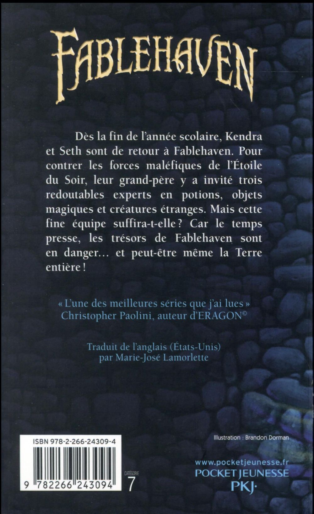 Back cover of Fablehaven Tome 2 ; la menace de l'étoile du soir