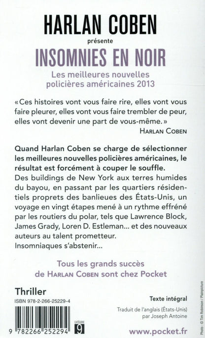Back cover of Insomnies en noir                     (traduction conjointe Serge Filippini)