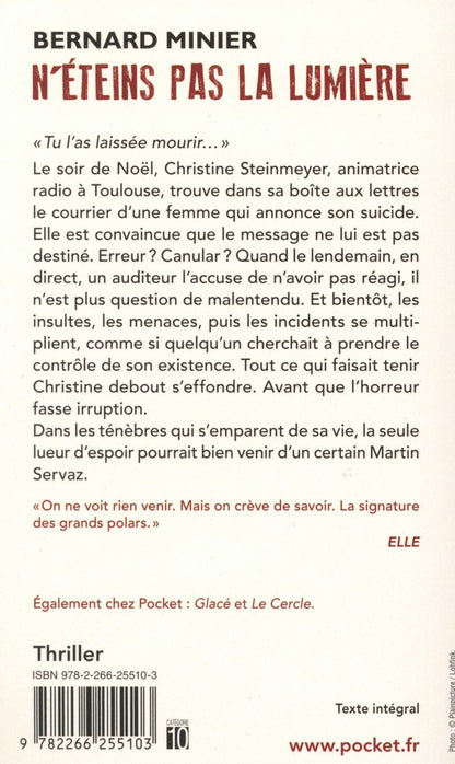 Back cover of N'éteins pas la lumière