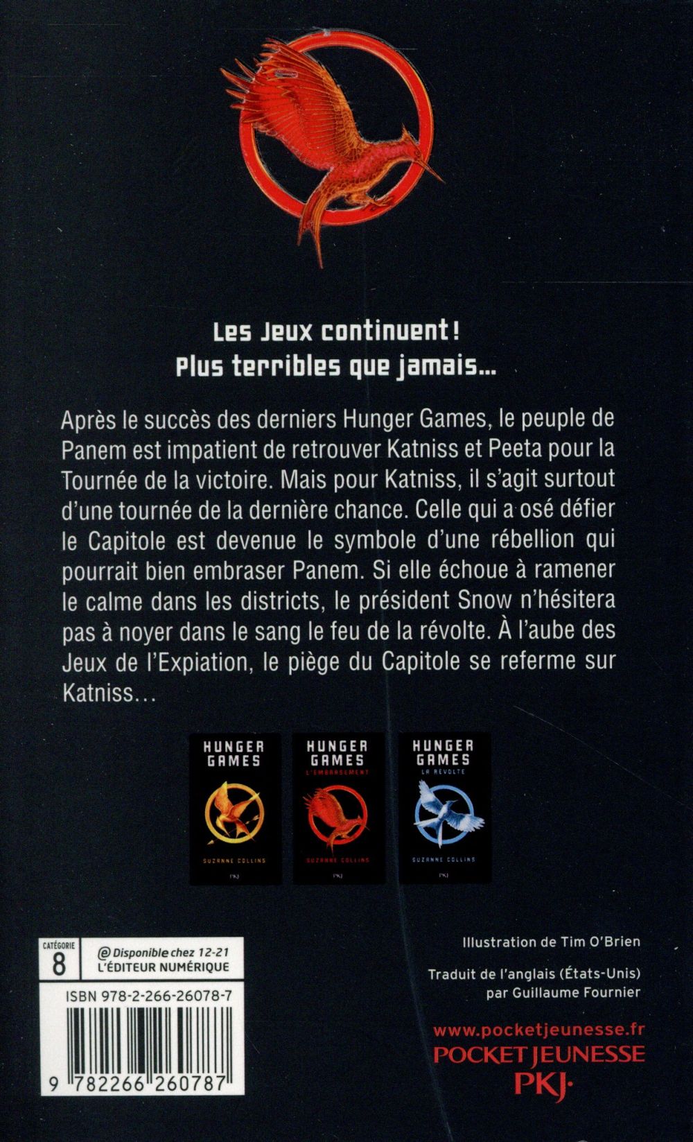 Back cover of Hunger games Tome 2 : l'embrasement