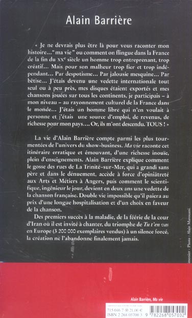 Back cover of Ma Vie : Autobiographie