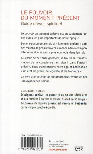 Back cover of Le pouvoir du moment présent : Guide d'éveil spirituel