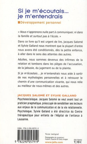 Back cover of Si je m'écoutais... je m'entendrais