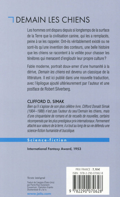 Back cover of Demain les chiens