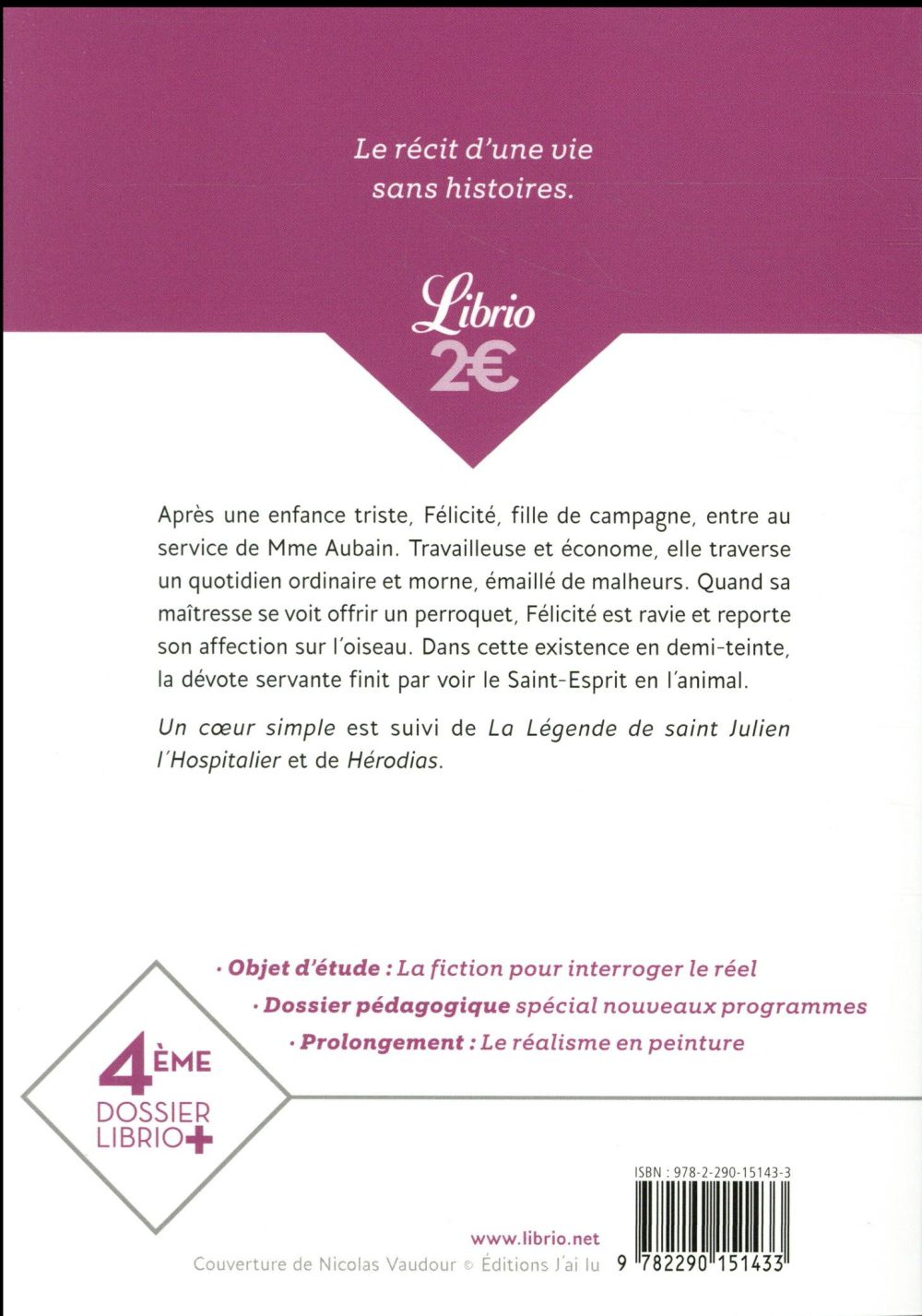 Back cover of Un coeur simple ; trois contes