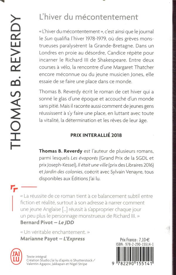 Back cover of L'hiver du mécontentement                     (prix Interallié 2018)