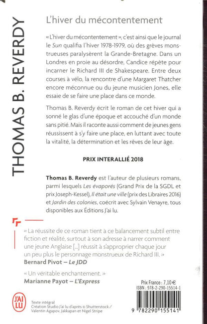 Back cover of L'hiver du mécontentement                     (prix Interallié 2018)