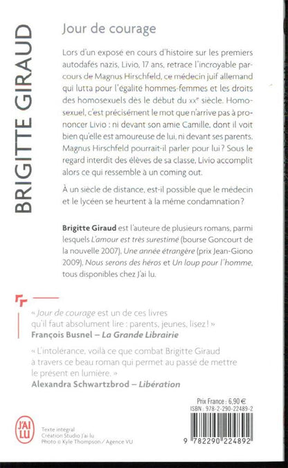 Back cover of Jour de courage