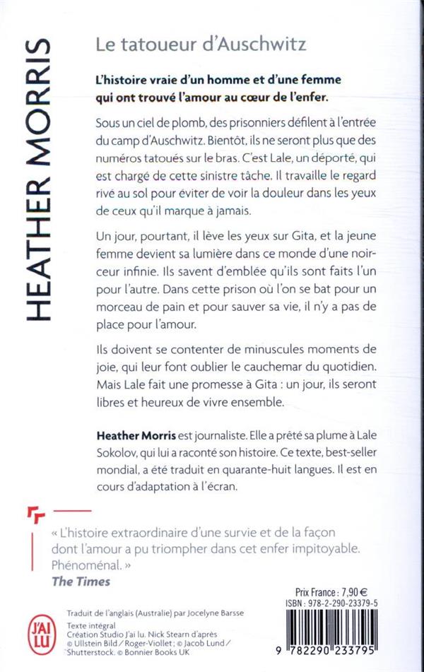 Back cover of Le tatoueur d'Auschwitz